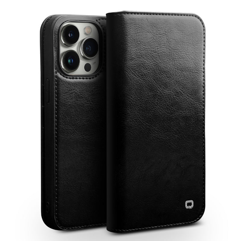 Genuine Leather Flip Wallet iPhone Case