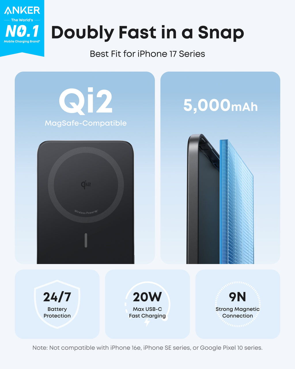 Anker MagGo 5K Slim Magnetic Power Bank