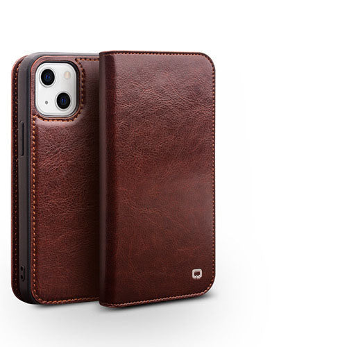 Genuine Leather Flip Wallet iPhone Case