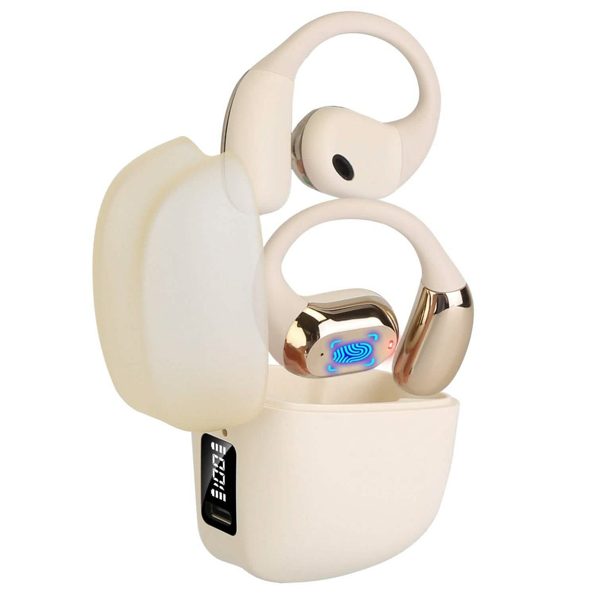 Open-Ear Bluetooth 5.4 Earbuds with LED Charging Case