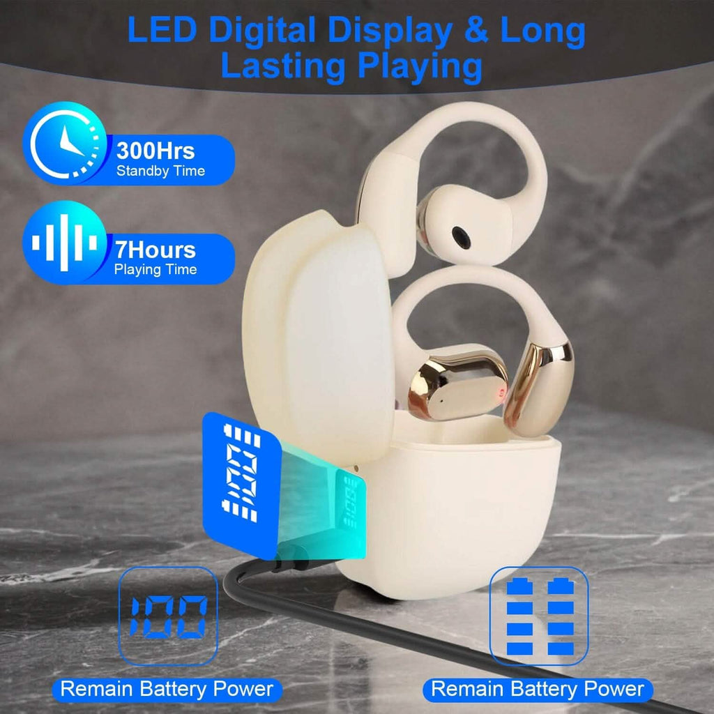 Open-Ear Bluetooth 5.4 Earbuds with LED Charging Case