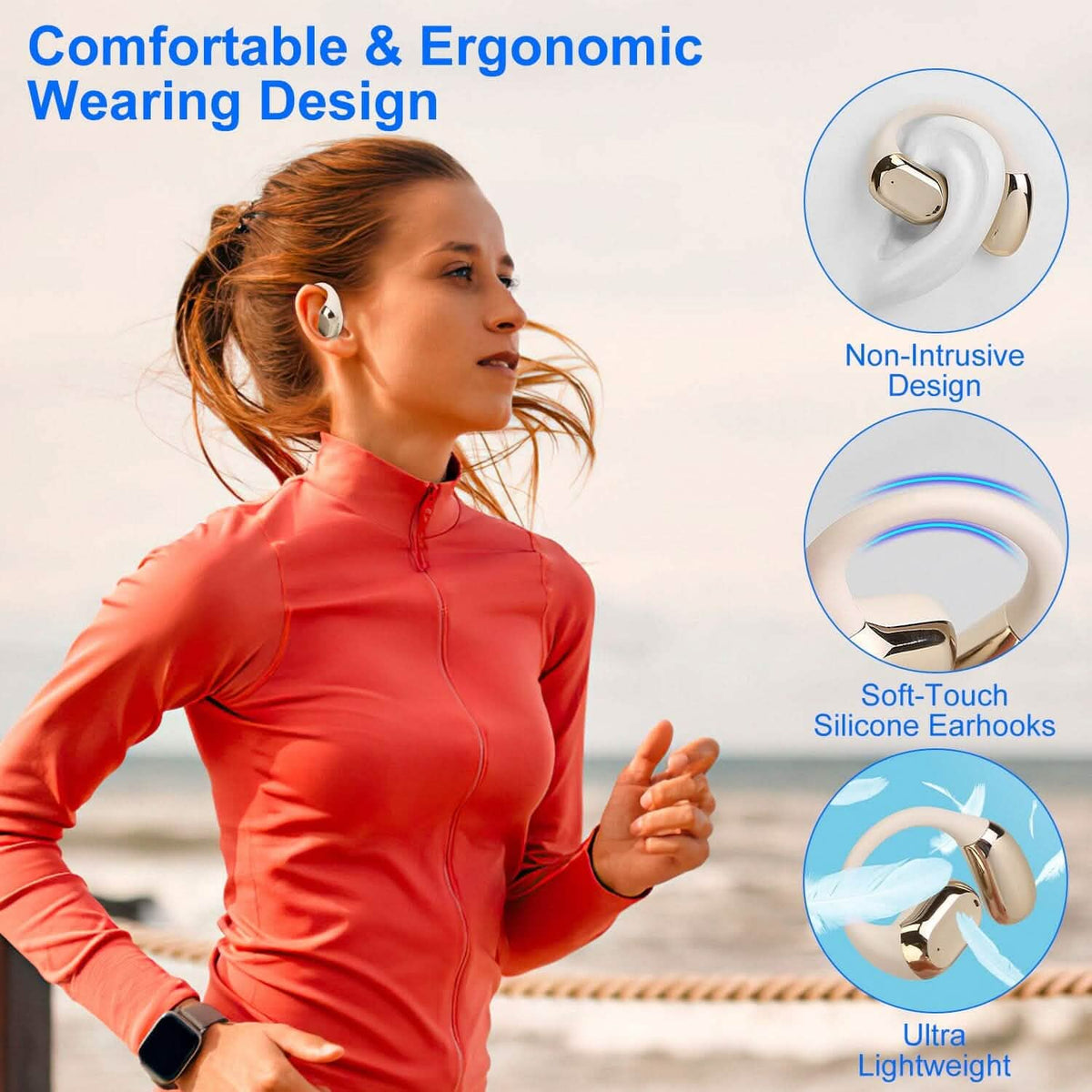 Open-Ear Bluetooth 5.4 Earbuds with LED Charging Case