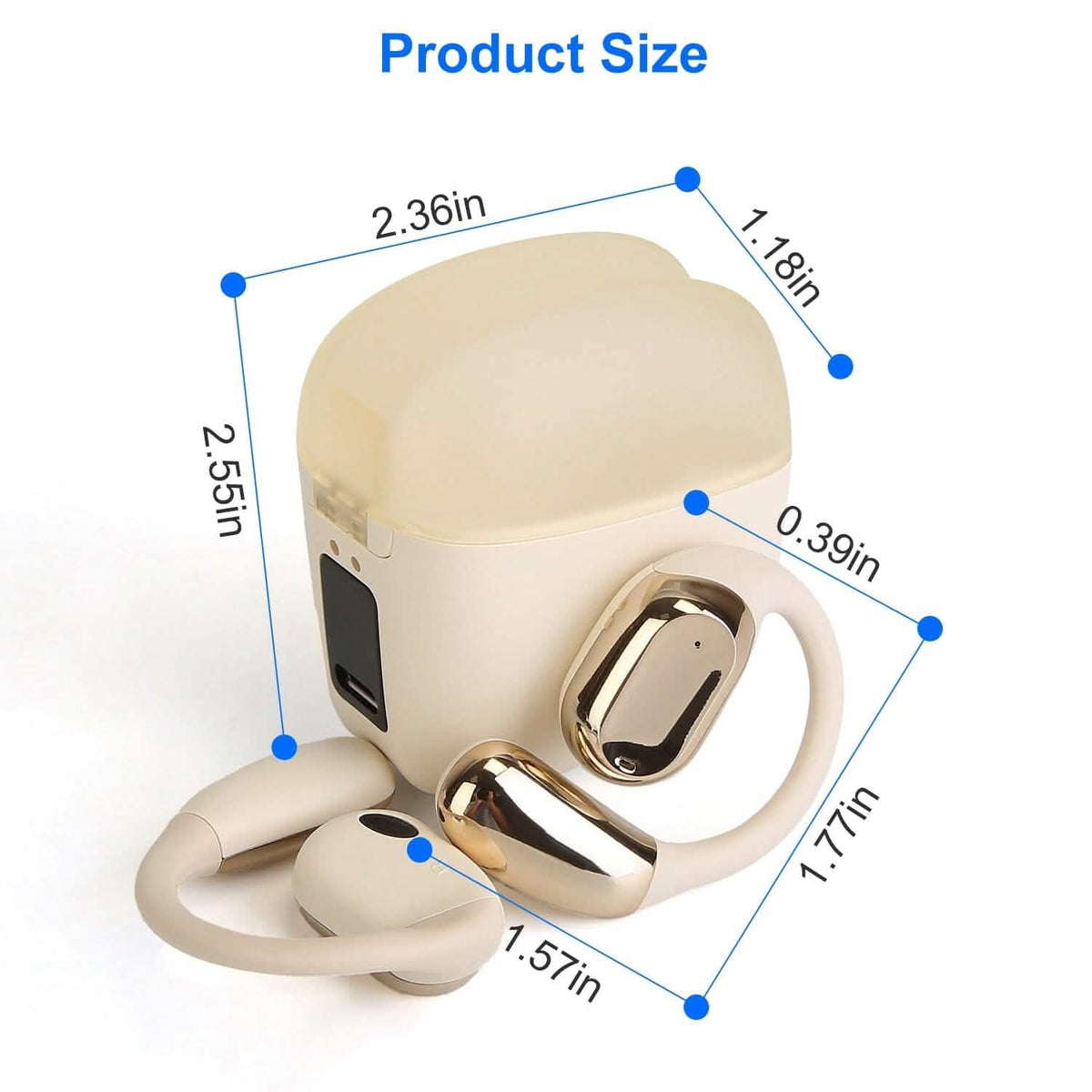 Open-Ear Bluetooth 5.4 Earbuds with LED Charging Case