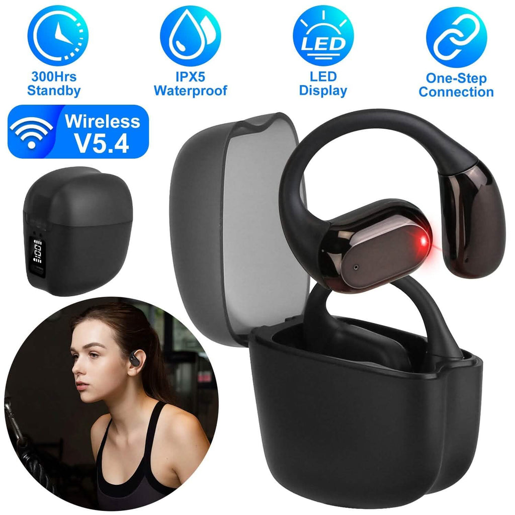 Open-Ear Bluetooth 5.4 Earbuds with LED Charging Case